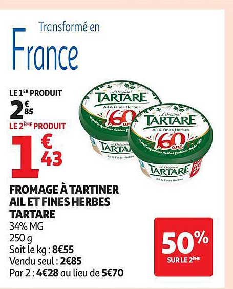 FROMAGE À TARTINER AIL ET FINES HERBES TARTARE