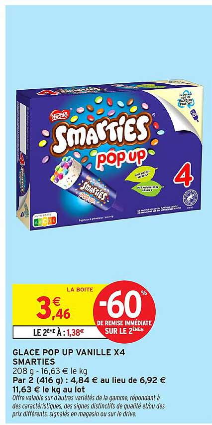 GLACE POP UP VANILLE X4 SMARTIES