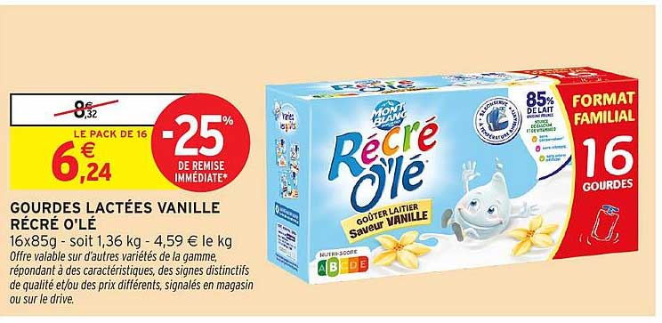 GOURDES LACTÉES VANILLE RÉCRÉ O'LÉ