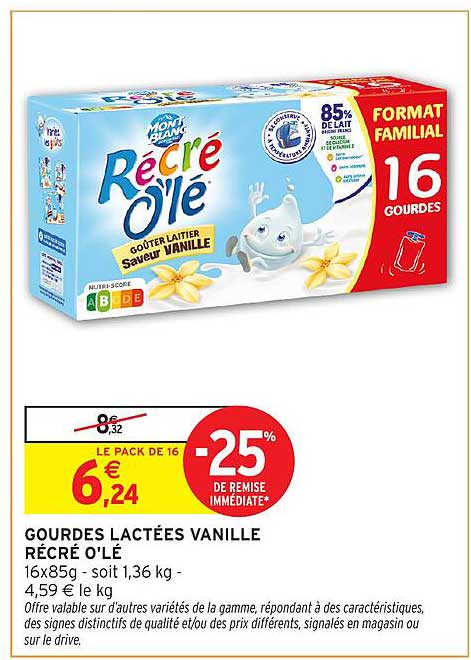 GOURDES LACTÉES VANILLE RÉCRÉ O'LÉ