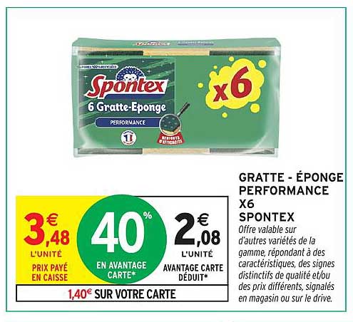 GRATTE - ÉPONGE PERFORMANCE X6 SPONTEX
