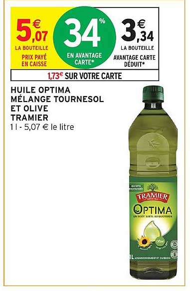 HUILE OPTIMA MELANGE TOURNESOL ET OLIVE TRAMIER