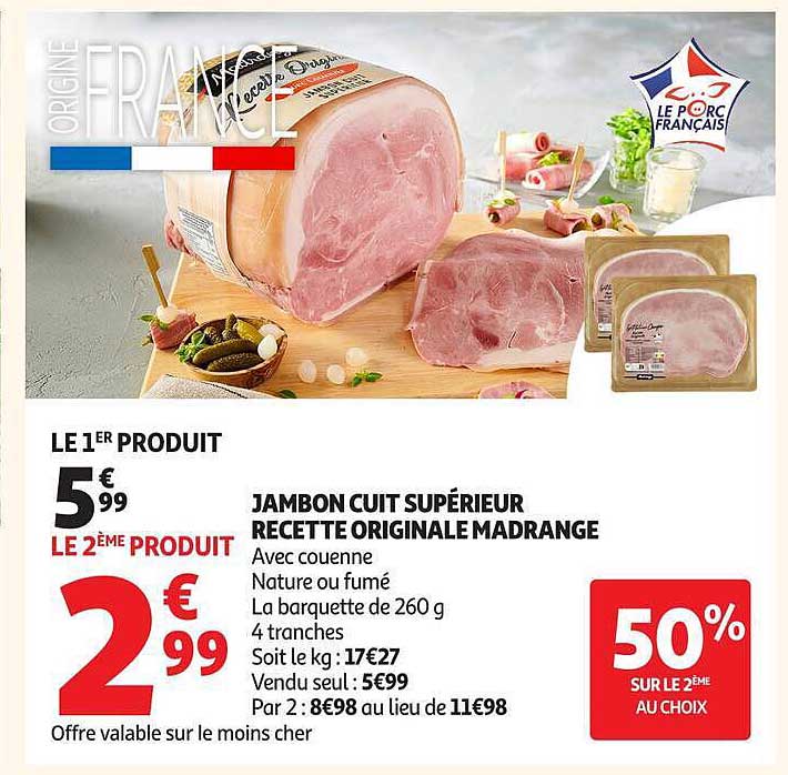 JAMBON CUIT SUPÉRIEUR RECETTE ORIGINALE MADRANGE