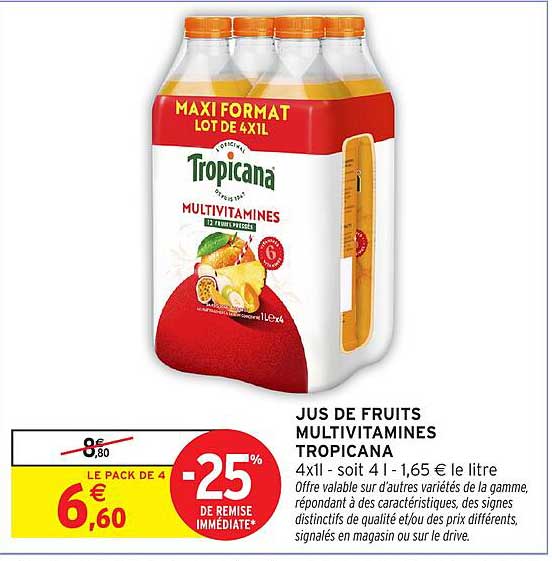JUS DE FRUITS MULTIVITAMINES TROPICANA