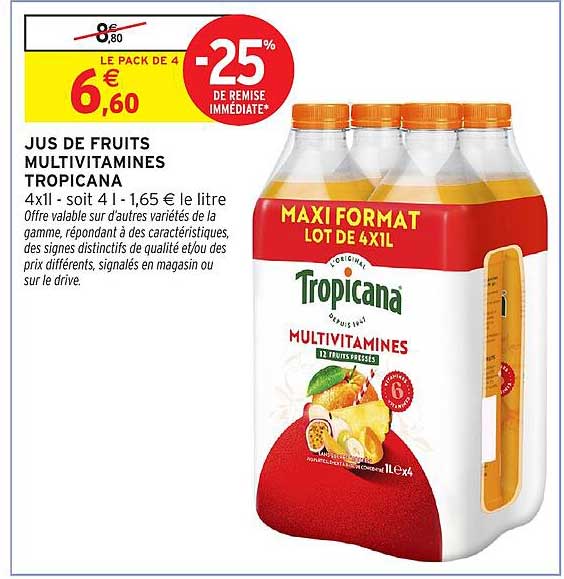 JUS DE FRUITS MULTIVITAMINES TROPICANA