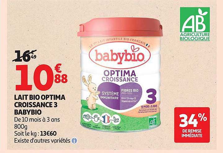LAIT BIO OPTIMA CROISSANCE 3 BABYBIO