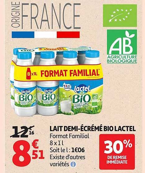LAIT DEMI-ÉCRÉMÉ BIO LACTEL