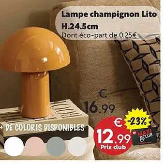 Lampe champignon Lito H.24.5cm Dont éco-part de 0.25€