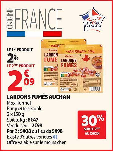 LARDONS FUMÉS AUCHAN