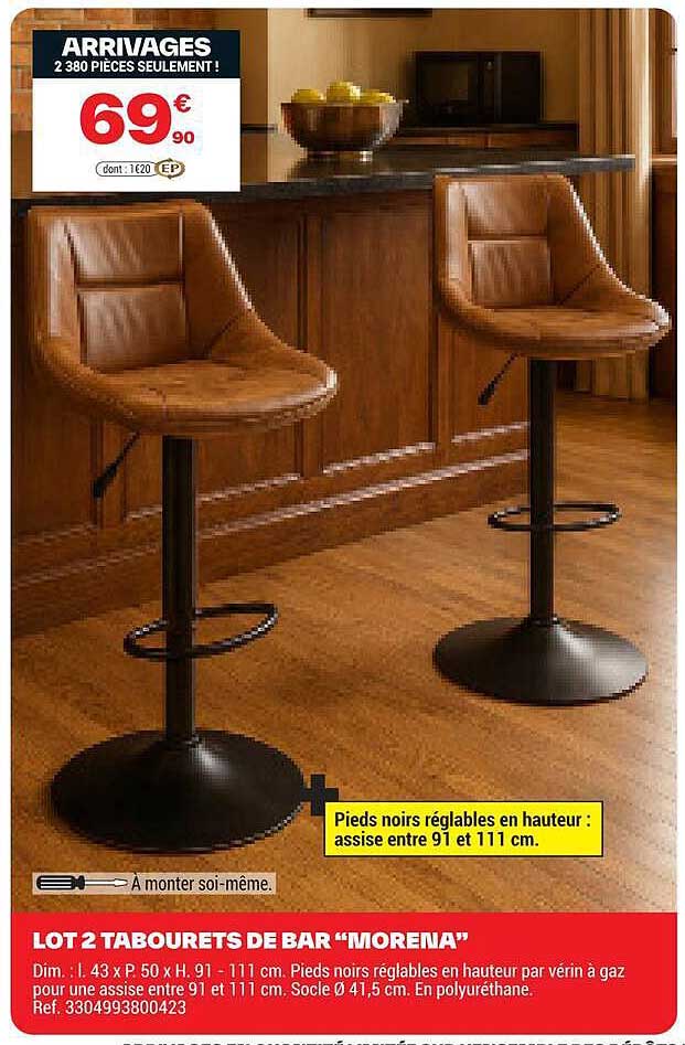 LOT 2 TABOURETS DE BAR “MORENA”