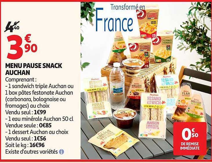 MENU PAUSE SNACK AUCHAN