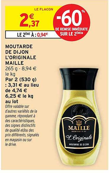 MOUTARDE DE DIJON L'ORIGINALE MAILLE