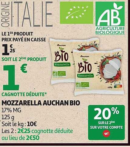 MOZZARELLA AUCHAN BIO
