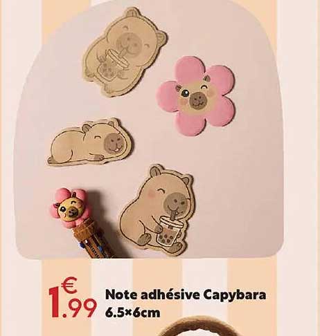 Note adhésive Capybara 6.5×6cm