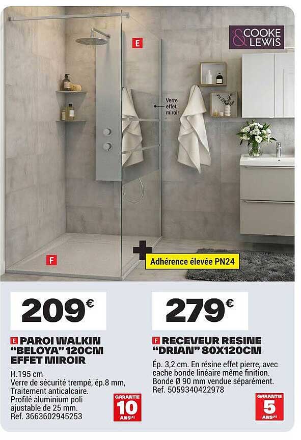 PAROI WALKIN “BELOYA” 120CM EFFET MIROIR