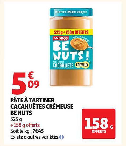 PÂTE À TARTINER CACAHUÈTES CRÉMEUSE BE NUTS