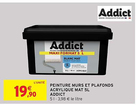 PEINTURE MURS ET PLAFONDS ACRYLIQUE MAT 5L ADDICT