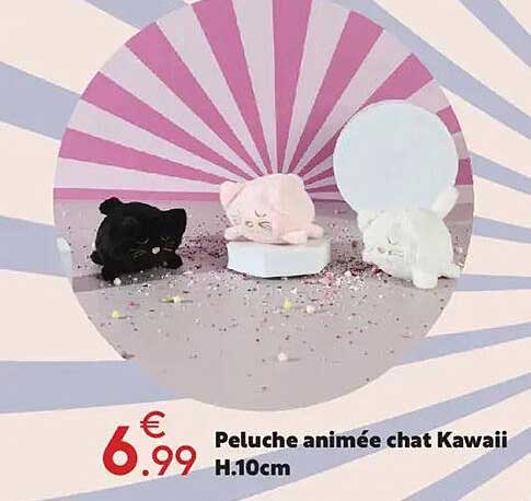Peluche animée chat Kawaii H.10cm