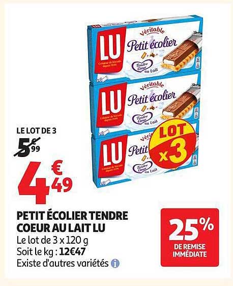 PETIT ÉCOLIER TENDRE CŒUR AU LAIT LU