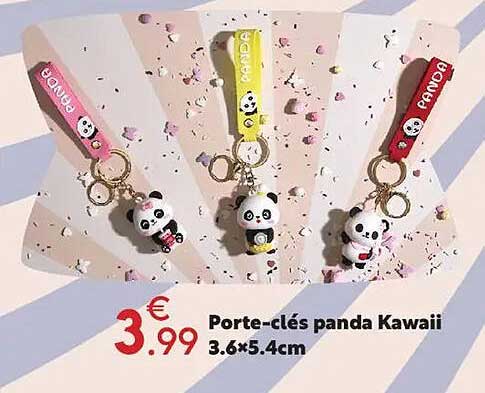 Porte-clés panda Kawaii 3.6×5.4cm