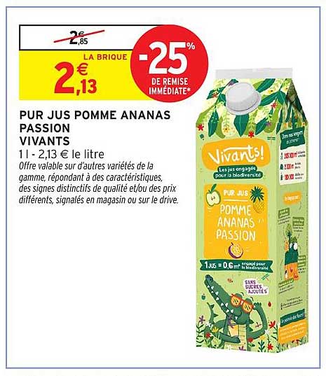 PUR JUS POMME ANANAS PASSION VIVANTS