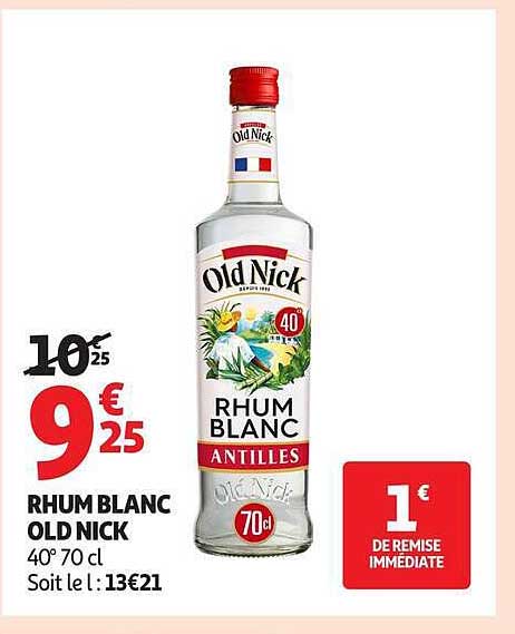 RHUM BLANC OLD NICK 40° 70 cl