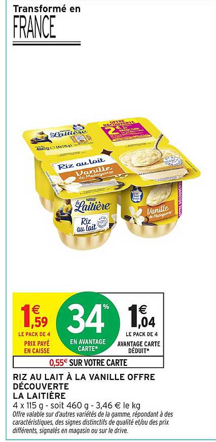 RIZ AU LAIT À LA VANILLE OFFRE DÉCOUVERTE LA LAITIÈRE