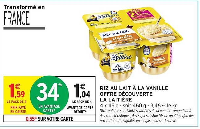 RIZ AU LAIT À LA VANILLE OFFRE DÉCOUVERTE LA LAITIÈRE