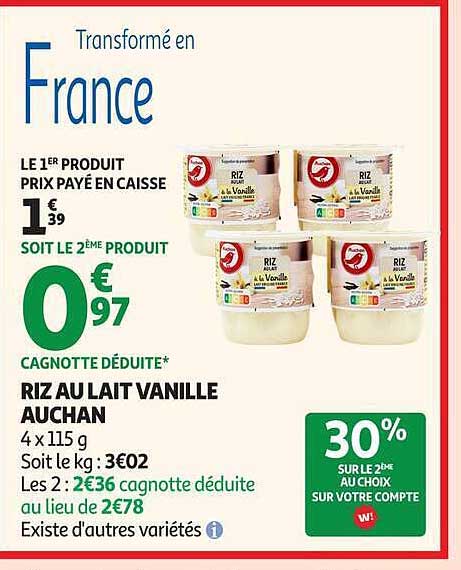 RIZ AU LAIT VANILLE AUCHAN