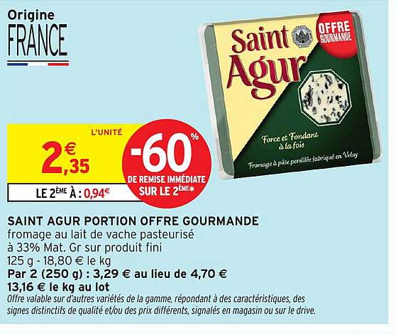 SAINT AGUR PORTION OFFRE GOURMANDE