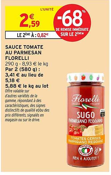 SAUCE TOMATE AU PARMESAN FLORELLI