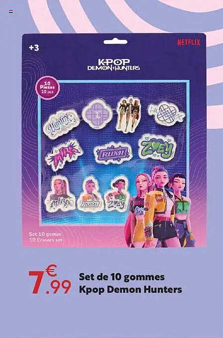 Set de 10 gommes Kpop Demon Hunters