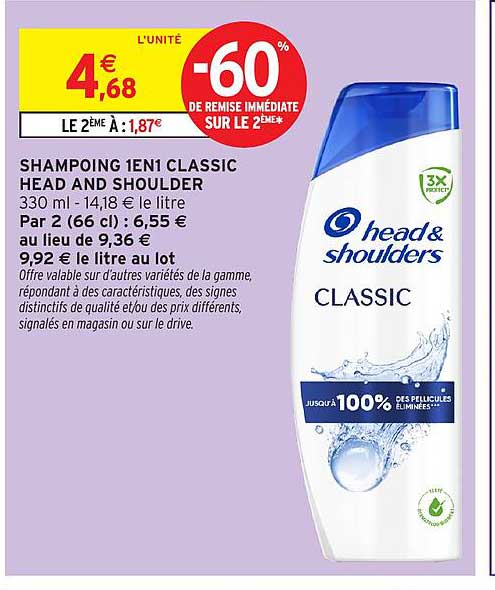 SHAMPOING 1EN1 CLASSIC HEAD AND SHOULDER