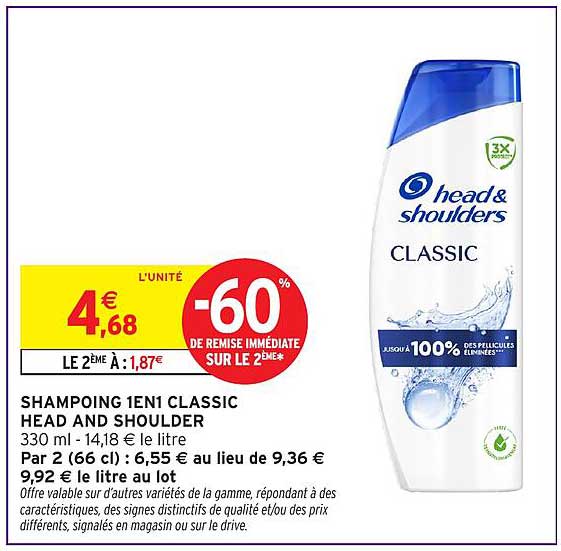 SHAMPOING 1EN1 CLASSIC HEAD AND SHOULDER