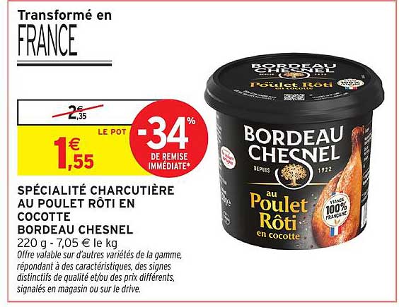 SPÉCIALITÉ CHARCUTIÈRE AU POULET RÔTI EN COCOTTE BORDEAU CHESNEL
