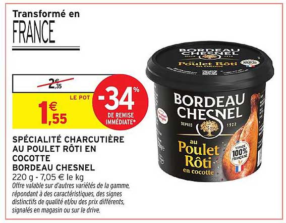 SPÉCIALITÉ CHARCUTIÈRE AU POULET RÔTI EN COCOTTE BORDEAU CHESNEL