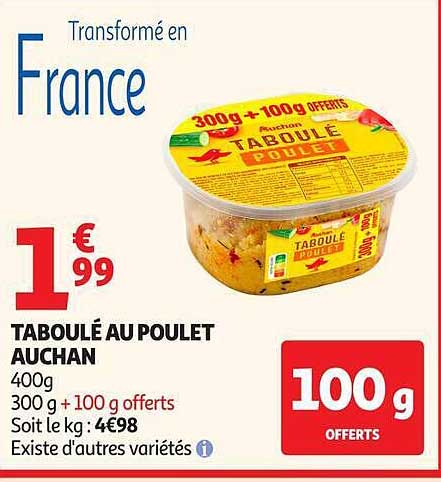 TABOULÉ AU POULET AUCHAN