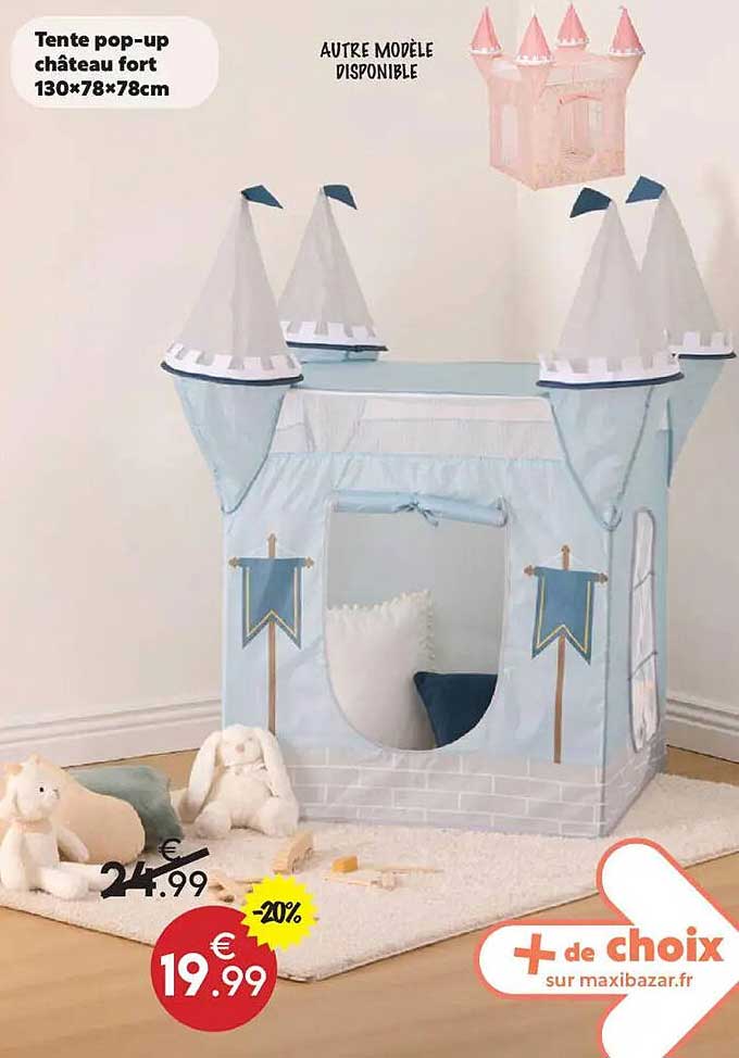 Tente pop-up chateau fort 130×78×78cm