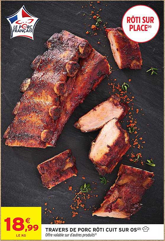 TRAVERS DE PORC RÔTI CUIT SUR OS