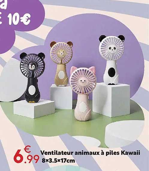 Ventilateur animaux à piles Kawaii 8×3.5×17cm