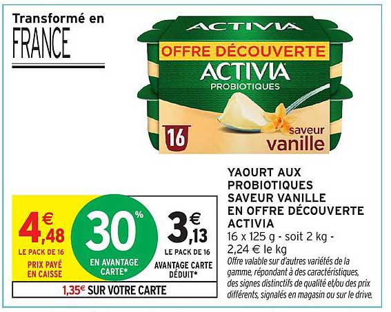 YAOURT AUX PROBIOTIQUES SAVEUR VANILLE EN OFFRE DÉCOUVERTE ACTIVIA