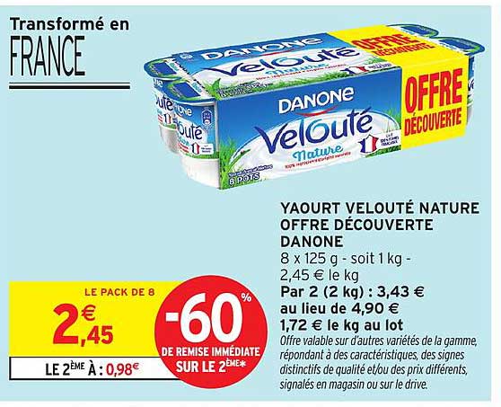 YAOURT VELOUTÉ NATURE OFFRE DÉCOUVERTE DANONE