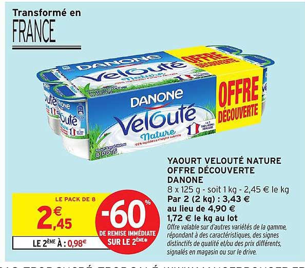 YAOURT VELOUTE NATURE OFFRE DÉCOUVERTE DANONE