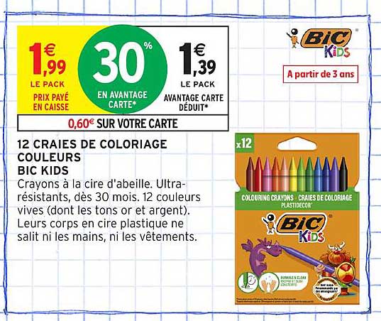 12 CRAIES DE COLORIAGE COULEURS BIC KIDS