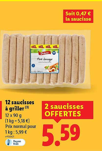 12 saucisses à griller