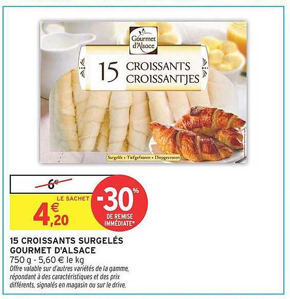 15 CROISSANTS SURGELÉS GOURMET D'ALSACE