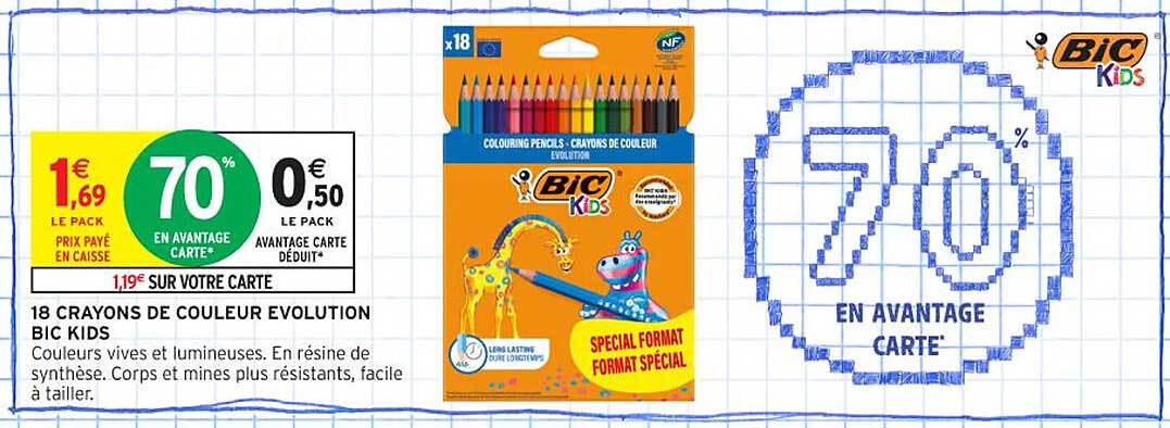18 CRAYONS DE COULEUR EVOLUTION BIC KIDS