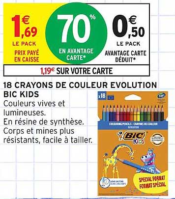 18 CRAYONS DE COULEUR EVOLUTION BIC KIDS
