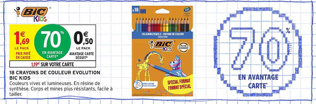 18 CRAYONS DE COULEUR EVOLUTION BIC KIDS