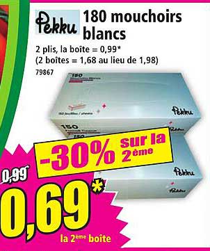 180 mouchoirs blancs